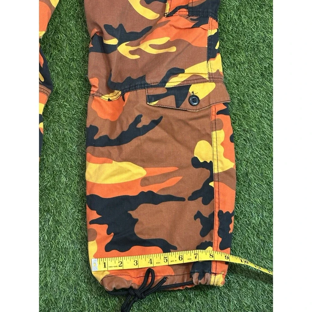 Vtg Rothco Military‎ Cargo Pants Mens XS Faded Double Knee Orange Camouflage